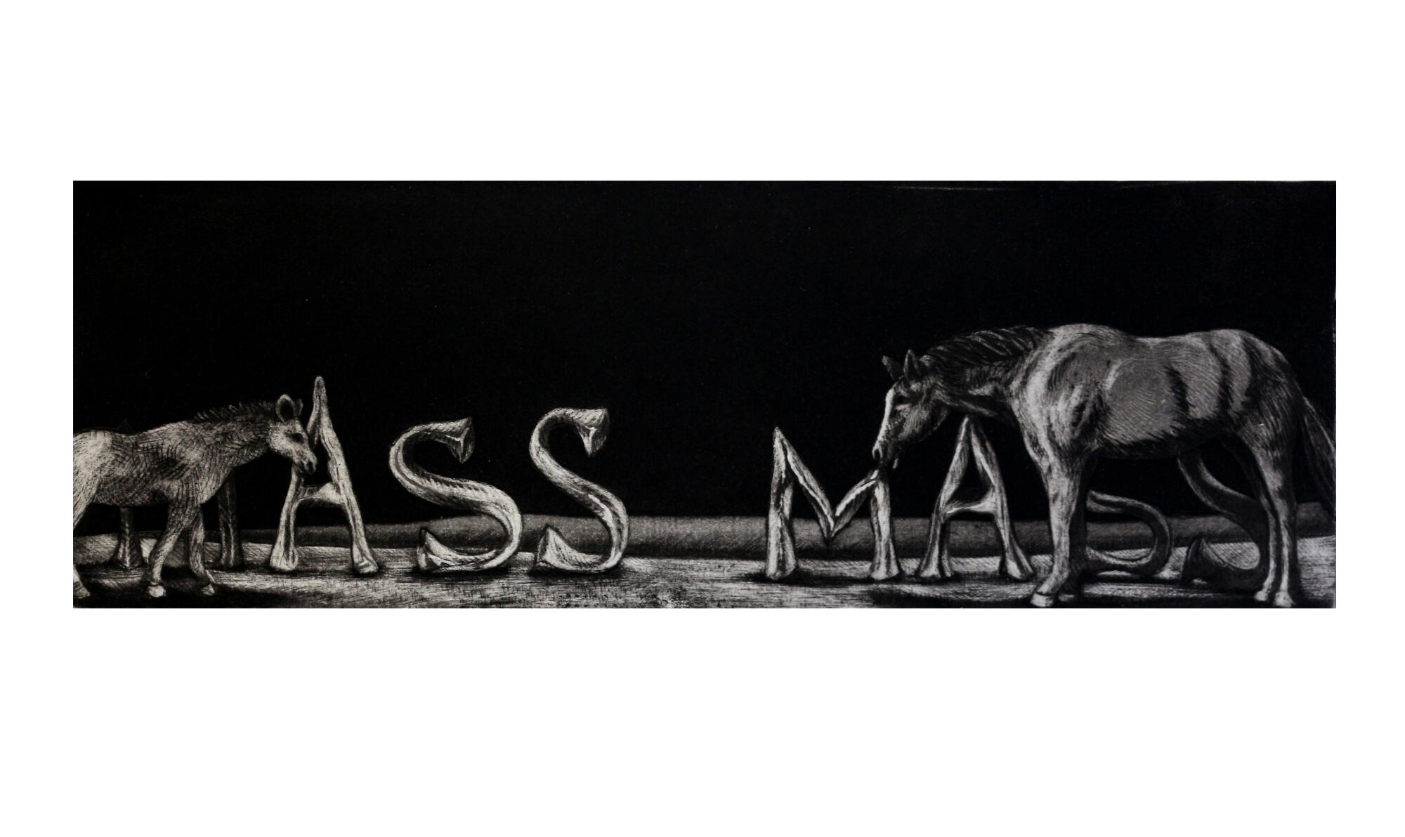 Mass, etching (hard ground, soft ground, aquatint, burnishing) Paper size: 35x19cm 2014 Edition #14