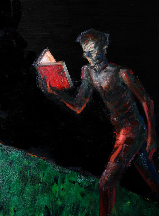 Book Reading, oil on board, 38x28cm, 2018