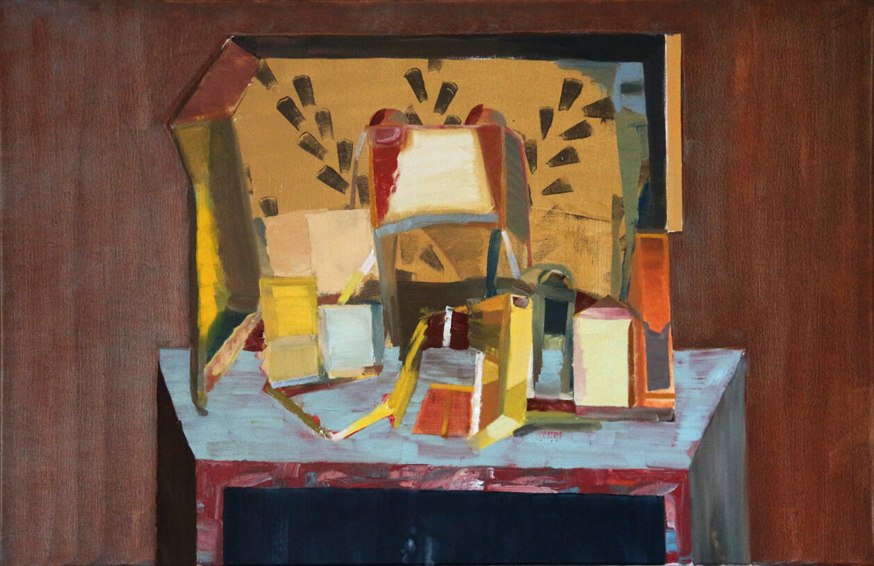 Cabinet#12, oil on canvas, 100x660cm, 2019