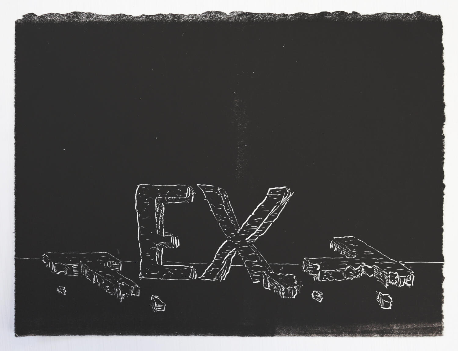 Exing text, monoprint, 22x18cm, 2014