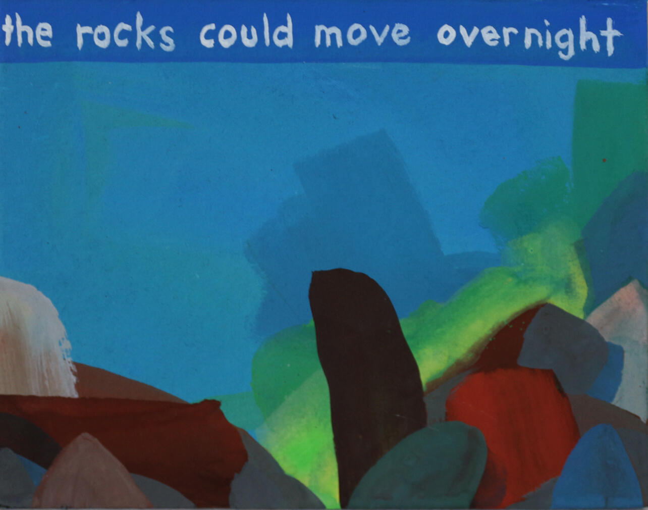 Moving Rocks, gouache on card, 26x 18cm, 2014