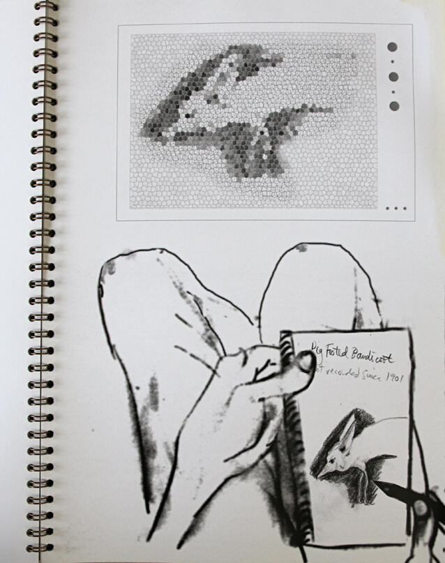Sketching, artists' book, 18 pages, laser prints, 30x22cm, edition 1, 2012