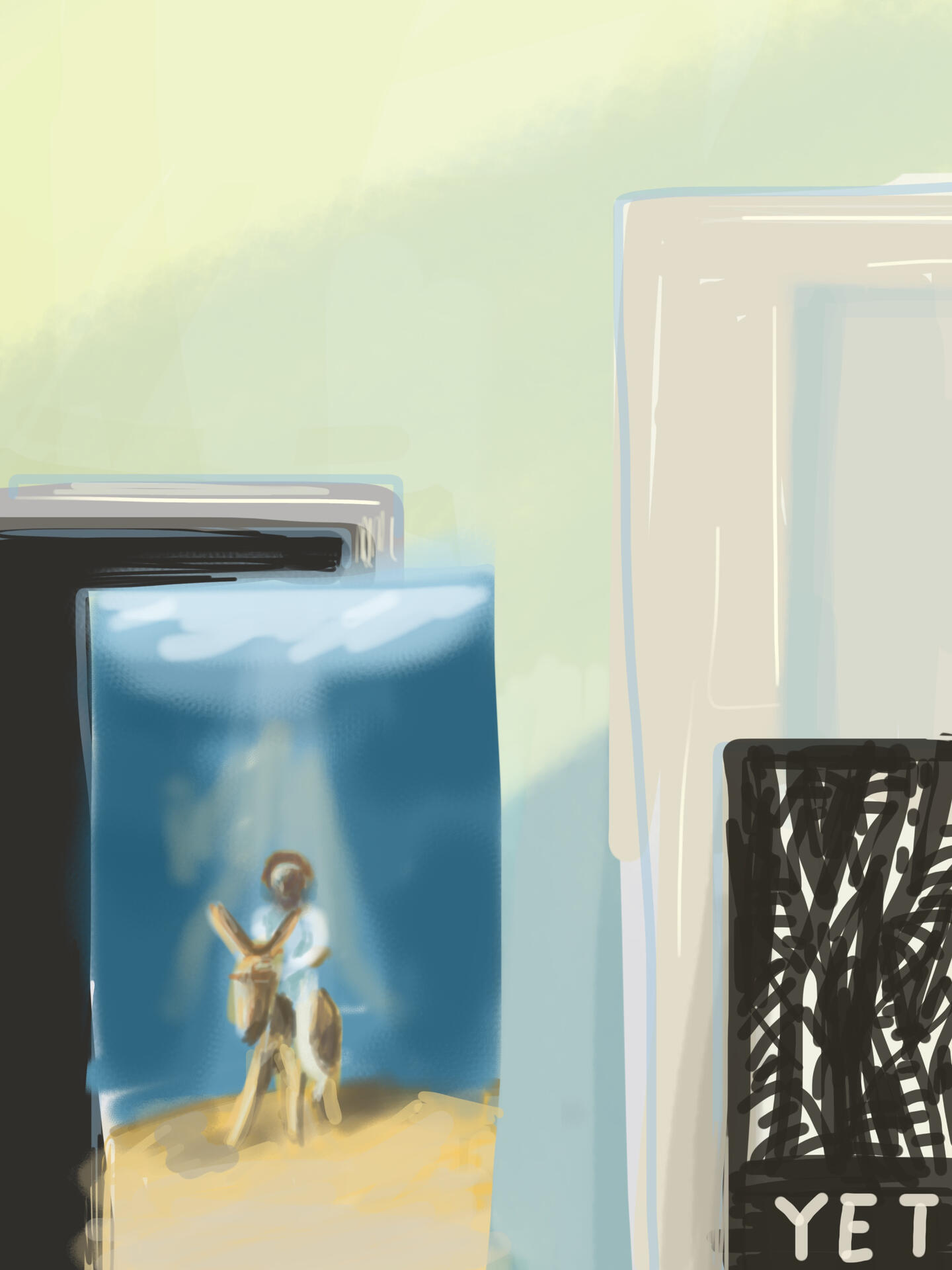 Chas&#39;s Jesus on Donkey, iphone drawing, 2024