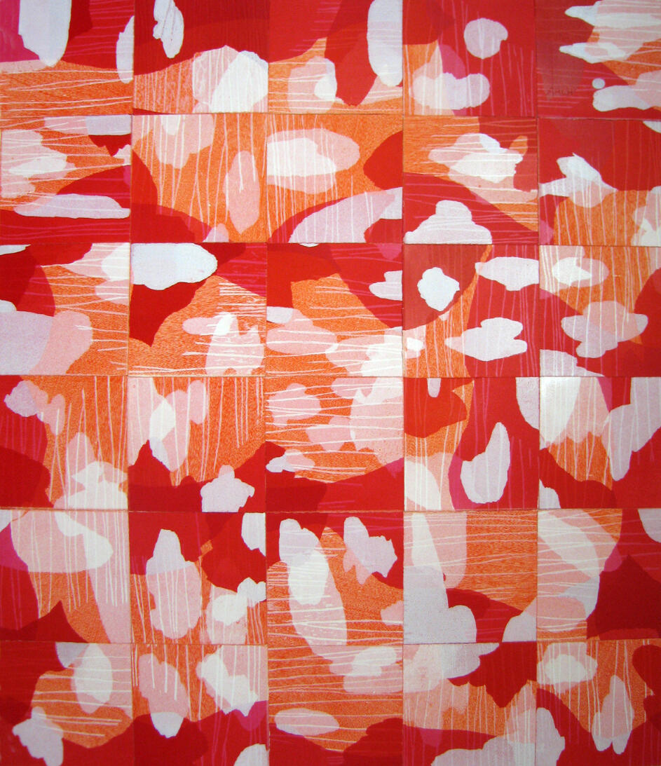 Upland Red, lithograph, woodcut, linocut, 20 panels, total size 140x80cm, 2009