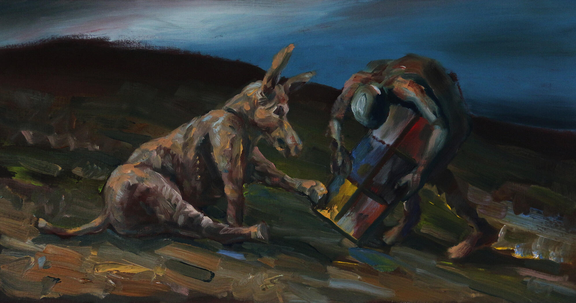 Donkey Days: Painting Lessons, oil on board, 40 x 22cm, 2020