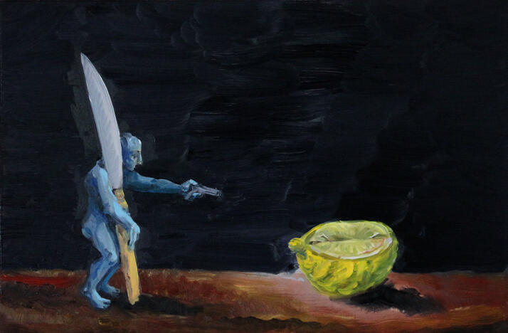 Lemon Not Aid, oil on board, 32 x 28cm 2018