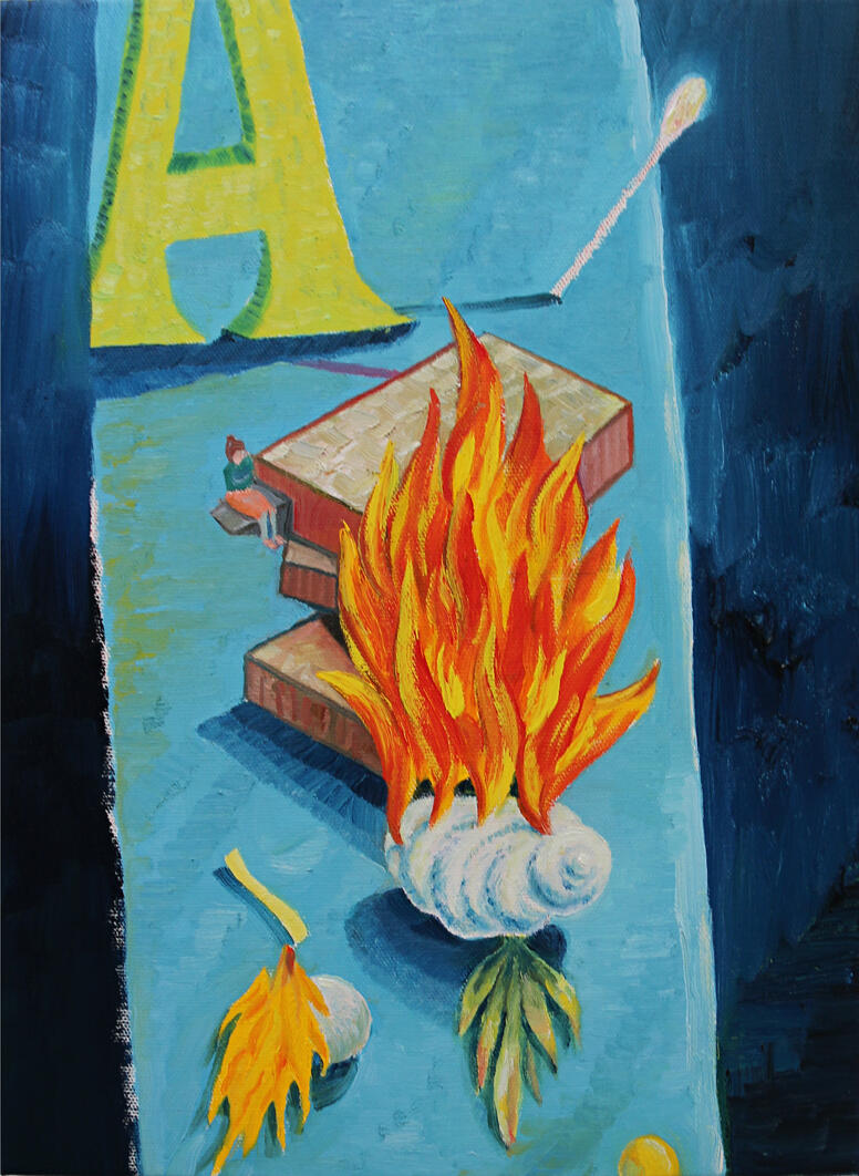 Spelling Lesson, oil on canvas, 60 x 40cm, 2017