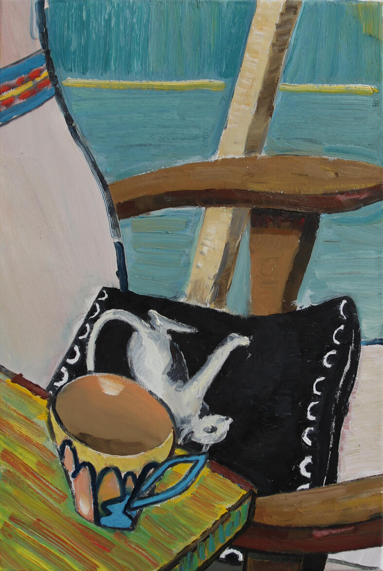 Panther and Cup, oil on canvas, 60 x 40cm, 2017