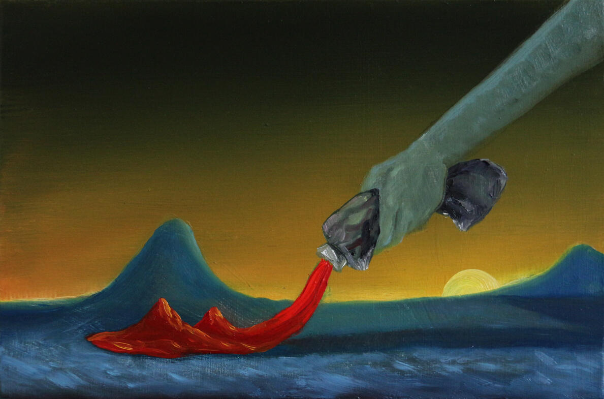 Red Paint, oil on board, 40 x 28cm, 2017