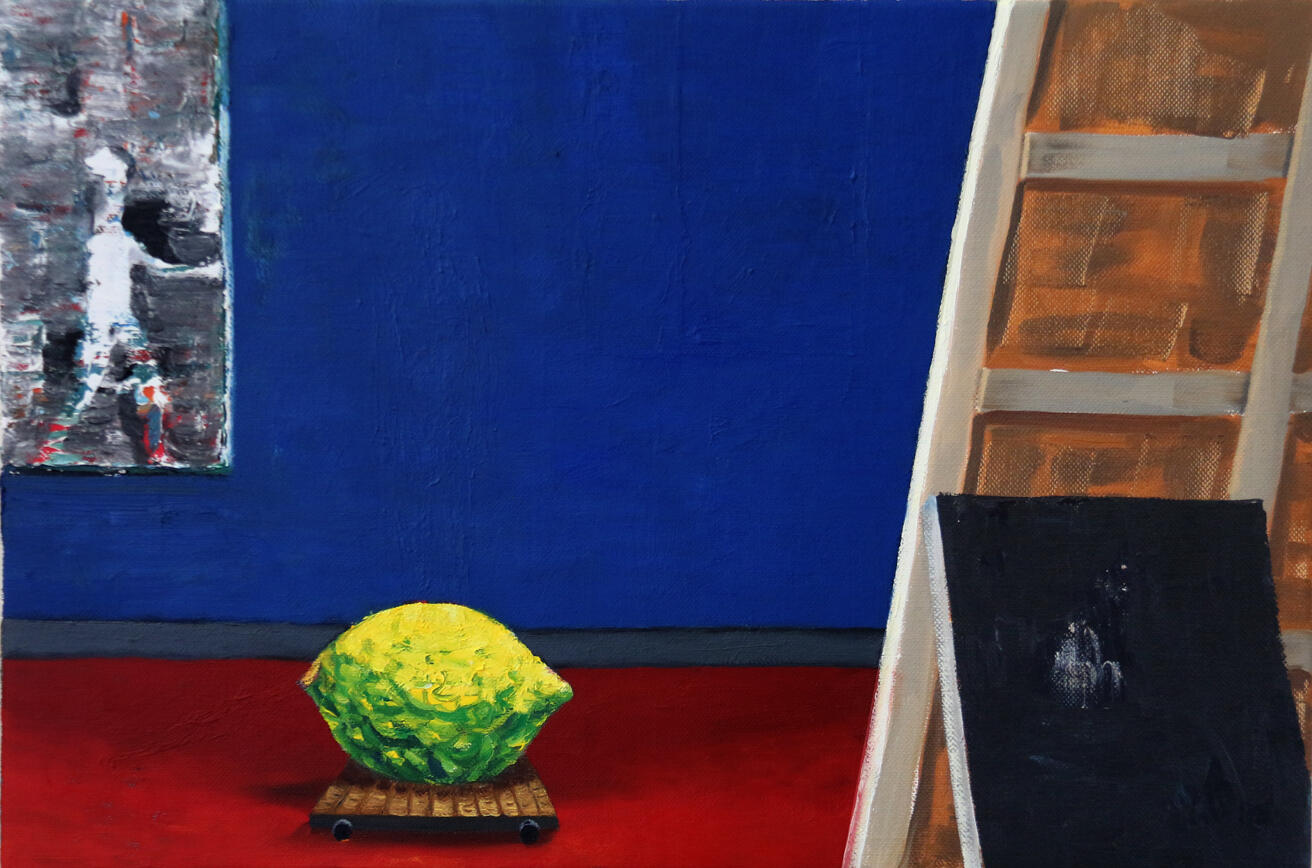 Installation, oil on linen, 40 x 32cm, 2018