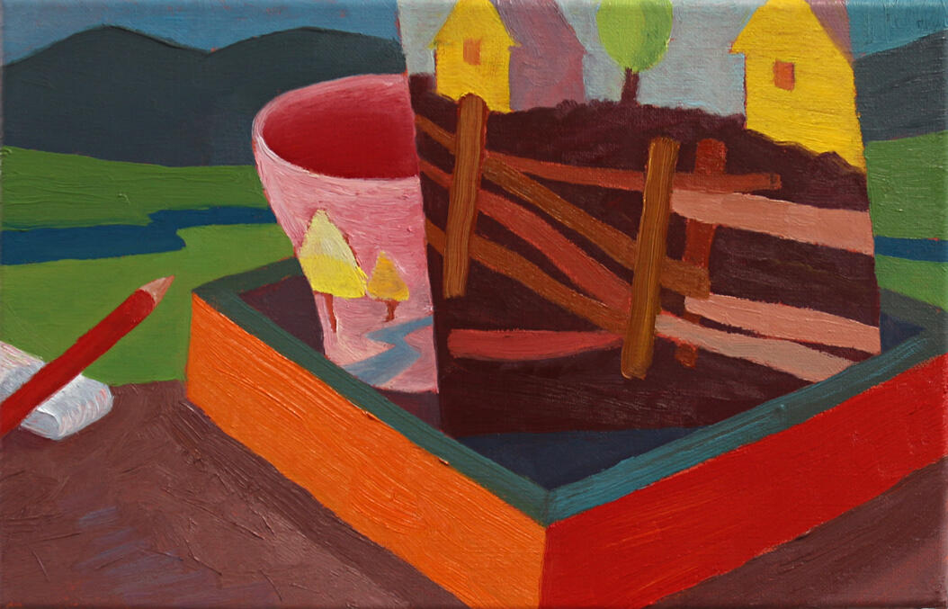 Table to Mountain, oil on linen, 40 x 30cm, 2016