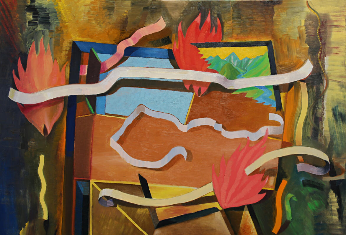 Map Making, oil on board, 80 x 60cm, 2016