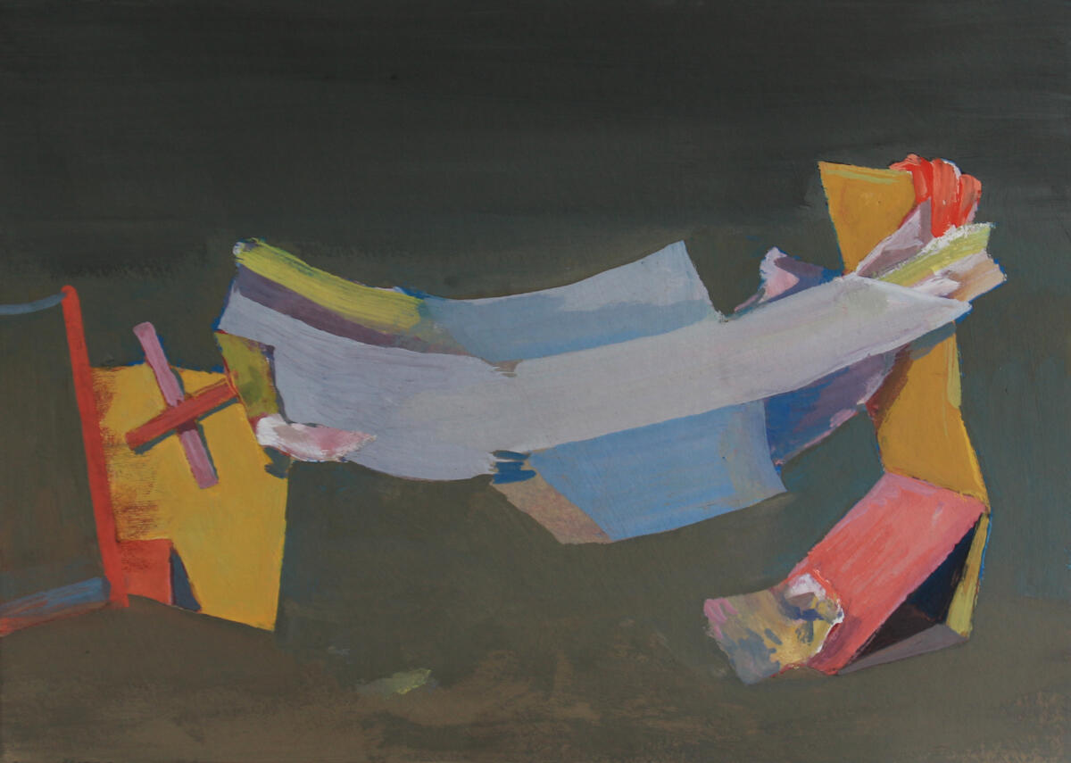 Post-banner, gouache on card, 29 x 19cm, 2026