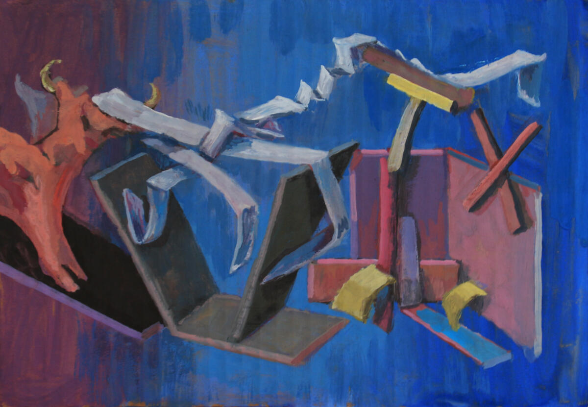 Deer on Slope gouache on card, 29 x 19cm, 2026