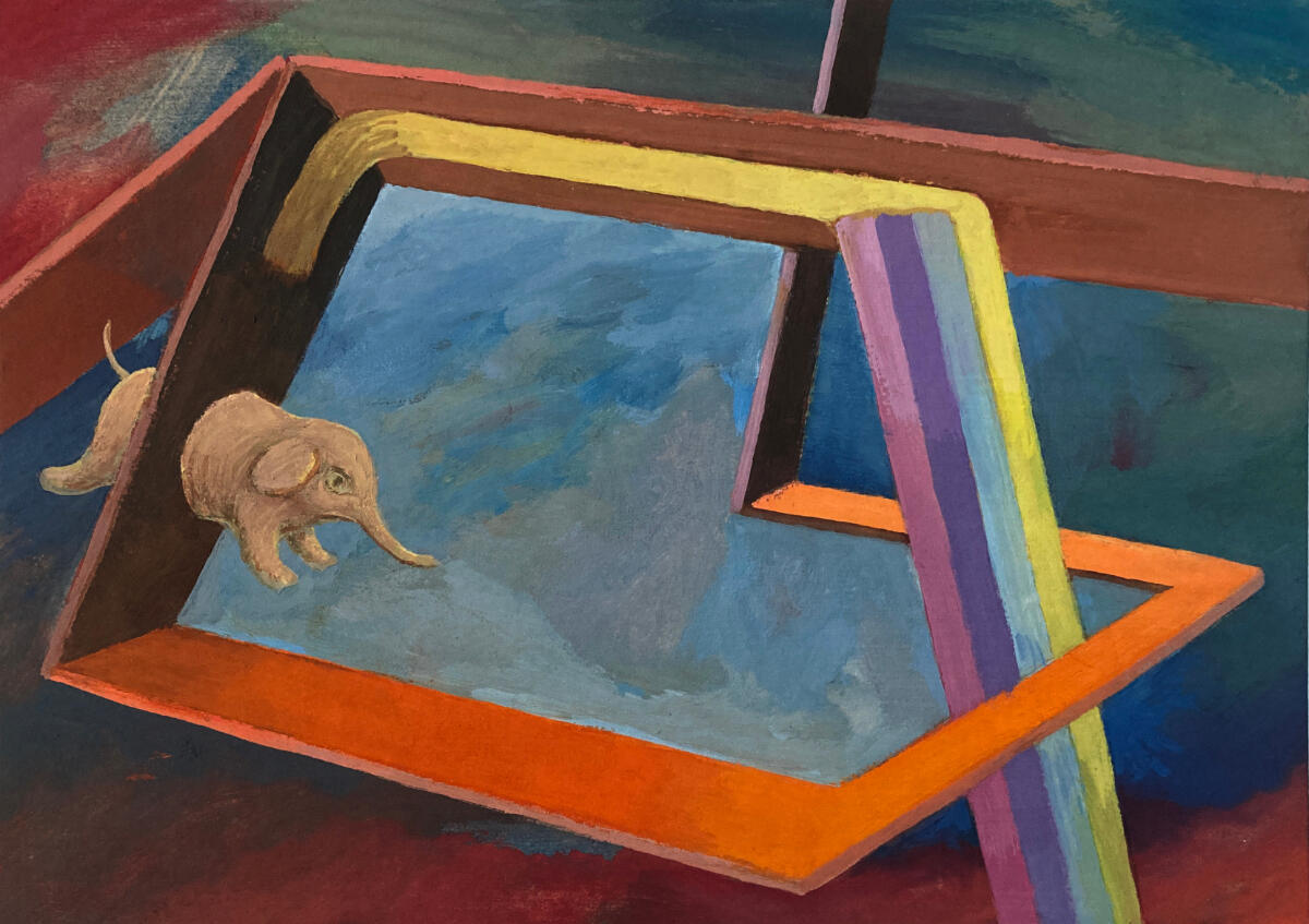 Rainbow Swerves, gouache on card, 29 x 19cm, 2026